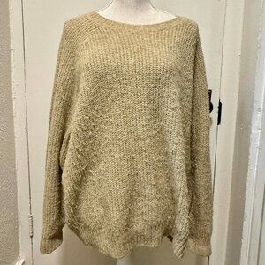 Old Navy Tan Shaker Stitch Loose Textured Tunic Wool Blend Sweater/L